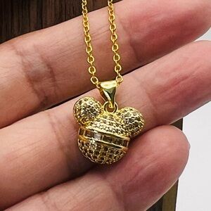 14KGP  clear Crystal Heart Pendant Necklace Charm